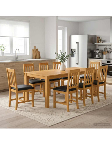 Set da pranzo 9 pz Nero Legno di Quercia Massello