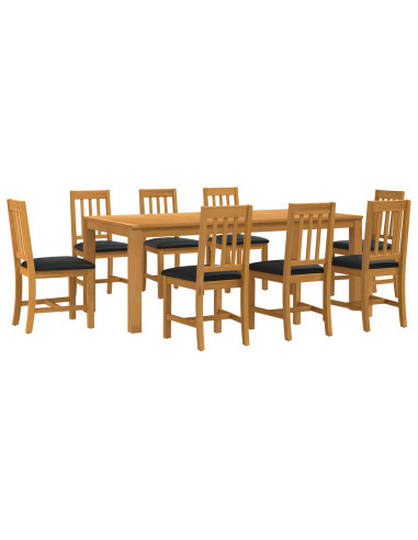 Set da pranzo 9 pz Nero Legno di Quercia Massello