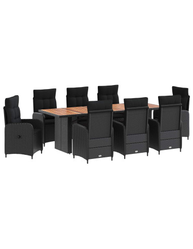 Set da pranzo per esterni 9 pz Nero polyrattan