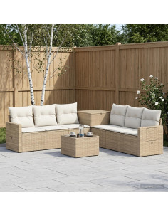 Set di divani 8 pz Beige e Bianco Crema