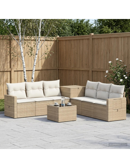 Set di divani 8 pz Beige e Bianco Crema