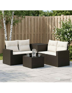 Set di divani 6 pz Nero e Bianco Crema