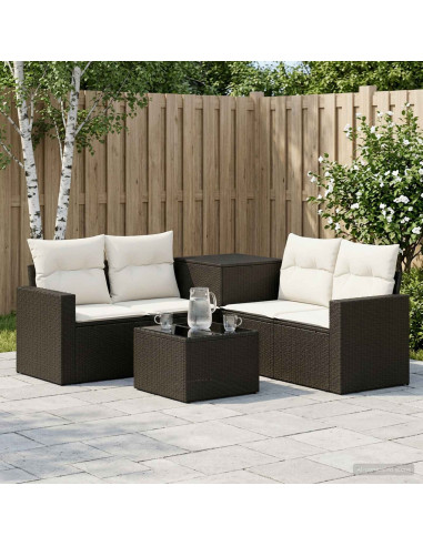 Set di divani 6 pz Nero e Bianco Crema