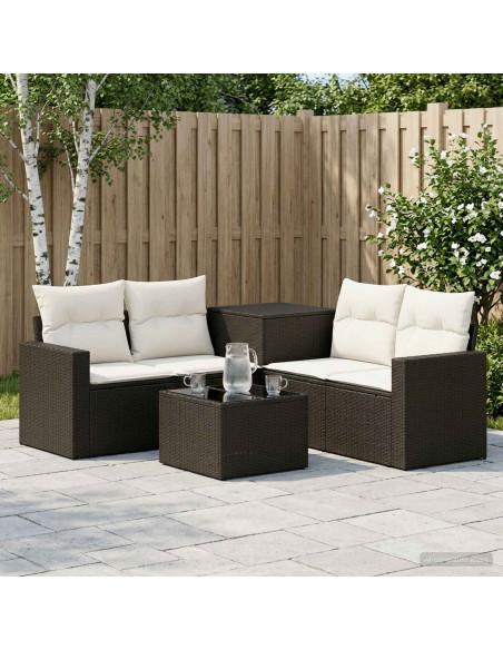Set di divani 6 pz Nero e Bianco Crema
