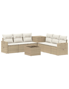 Set di divani 8 pz Beige e Bianco Crema 2
