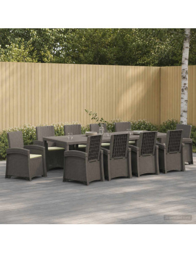Set da Pranzo per Giardino 11 pz Grigio chiaro e panna PP