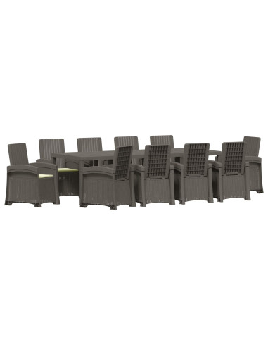 Set da Pranzo per Giardino 11 pz Grigio chiaro e panna PP
