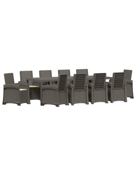 Set da Pranzo per Giardino 11 pz Grigio chiaro e panna PP