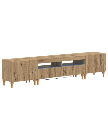Mobile TV LED a 3 pezzi Rovere Artigianale Legno ingegnerizzato