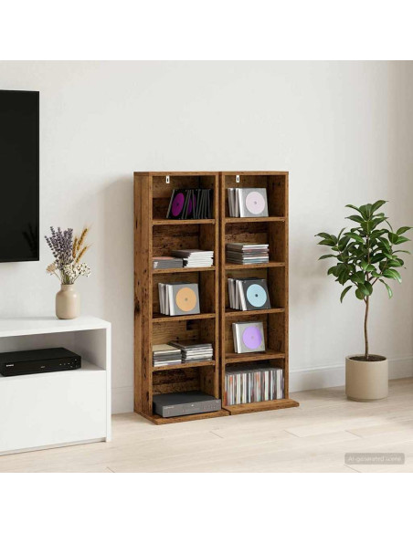 Mobile per CD 2 pz Legno antico 33 x 23,5 x 97,5 cm