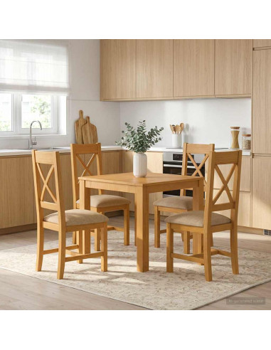 Set da pranzo 5 pz Beige Legno di Quercia Massello