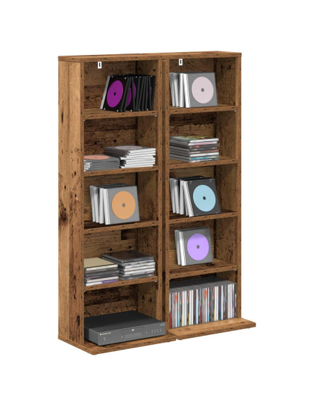 Mobile per CD 2 pz Legno antico 33 x 23,5 x 97,5 cm