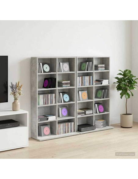 Mobile per CD 2 pz Grigio Cemento 65 x 23,5 x 97,5 cm