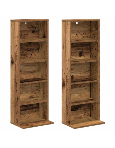 Mobile per CD 2 pz Legno antico 33 x 23,5 x 97,5 cm