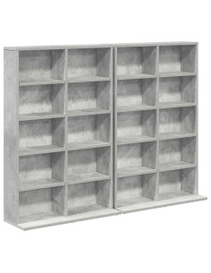 Mobile per CD 2 pz Grigio Cemento 65 x 23,5 x 97,5 cm 2