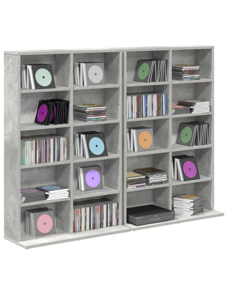 Mobile per CD 2 pz Grigio Cemento 65 x 23,5 x 97,5 cm