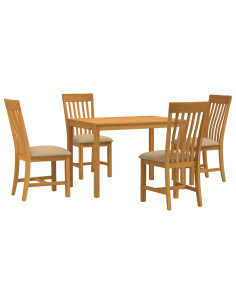 Set da pranzo 5 pz Beige Legno di Quercia Massello 2