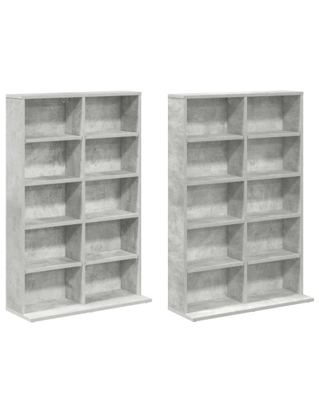 Mobile per CD 2 pz Grigio Cemento 65 x 23,5 x 97,5 cm