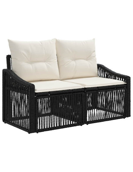 Set Divano da Giardino 5 pz Nero e Bianco Crema polyrattan