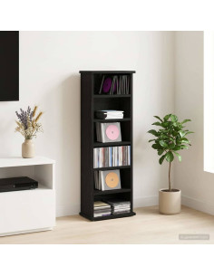 Mobile per CD Rovere Nero 60 x 17 x 92 cm Legno ingegnerizzato