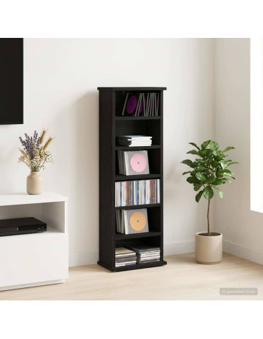 Mobile per CD Rovere Nero 60 x 17 x 92 cm Legno ingegnerizzato