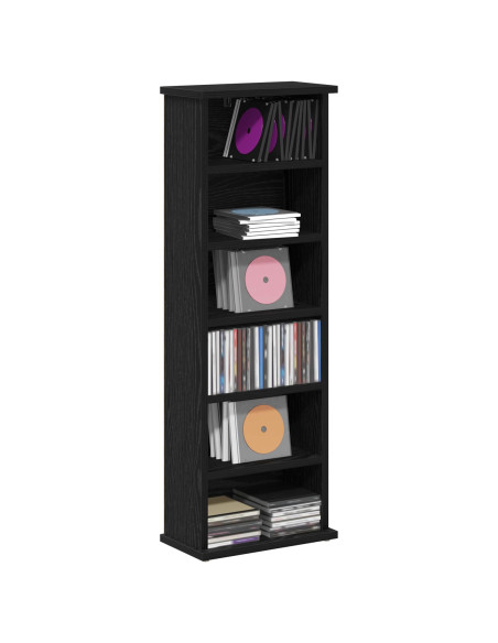 Mobile per CD Rovere Nero 60 x 17 x 92 cm Legno ingegnerizzato