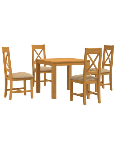 Set da pranzo 5 pz Beige Legno di Quercia Massello