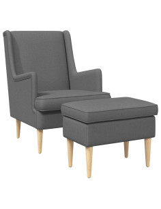 Poltrona con Ottomano 2 pz Grigio Scuro Tessuto 2