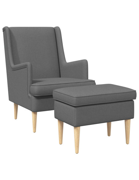 Poltrona con Ottomano 2 pz Grigio Scuro Tessuto