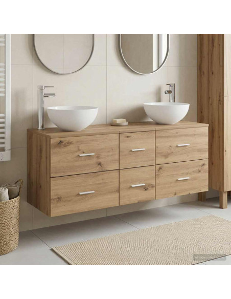 Set di Armadi da Bagno 3 pz Rovere Artigianale