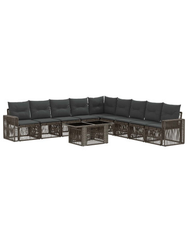 Set Divano da Giardino 10 pz Grigio e Grigio Scuro polyrattan