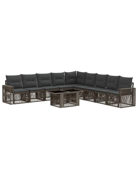 Set Divano da Giardino 10 pz Grigio e Grigio Scuro polyrattan