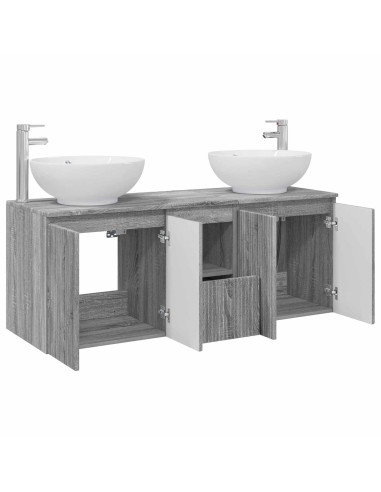 Set di Armadi da Bagno 3 pz Sonoma grigio 49,5 x 44,5 x 65 cm
