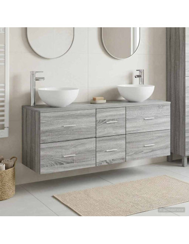Set di Armadi da Bagno 3 pz Sonoma grigio 49,5 x 35 x 63 cm