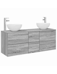 Set di Armadi da Bagno 3 pz Sonoma grigio 49,5 x 35 x 63 cm 2