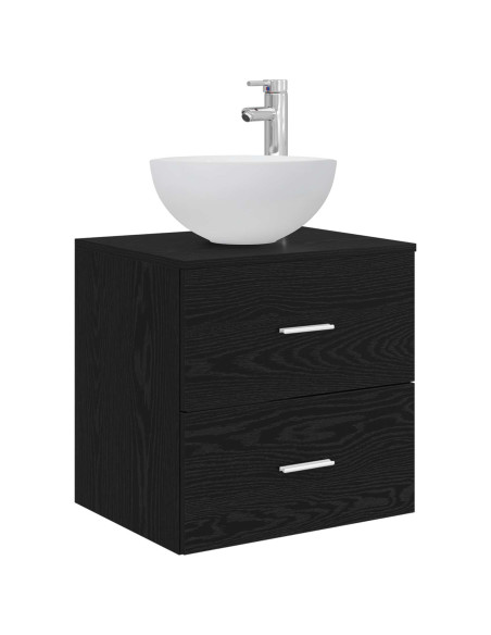 Set di Armadi da Bagno 3 pz Rovere Nero 49,5 x 41 x 64,5 cm