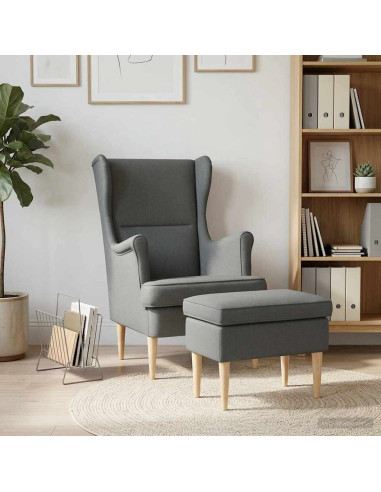 Poltrona con Ottomano 2 pz Grigio Scuro Tessuto