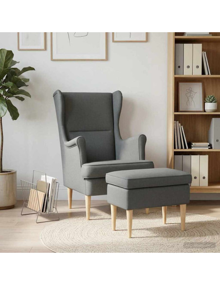 Poltrona con Ottomano 2 pz Grigio Scuro Tessuto