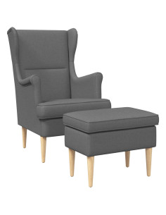 Poltrona con Ottomano 2 pz Grigio Scuro Tessuto 2