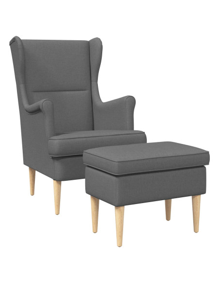 Poltrona con Ottomano 2 pz Grigio Scuro Tessuto