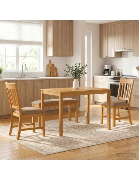 Set da pranzo 4 pz Grigio Legno di Quercia Massello