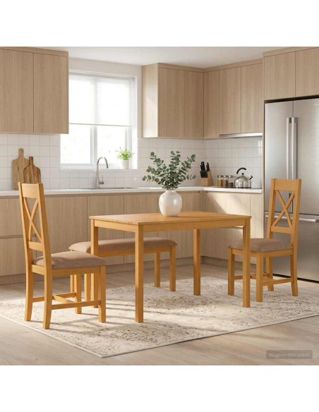 Set da pranzo 4 pz Grigio Legno di Quercia Massello