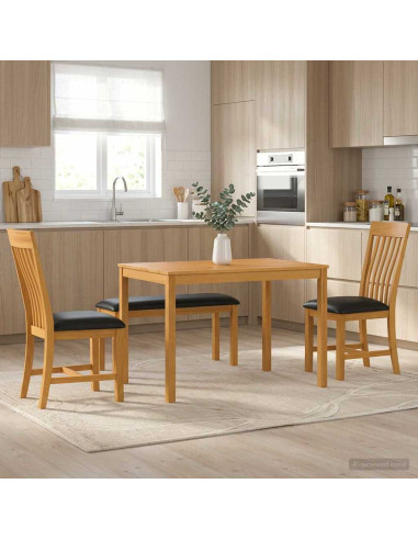 Set da pranzo 4 pz Nero Legno di Quercia Massello