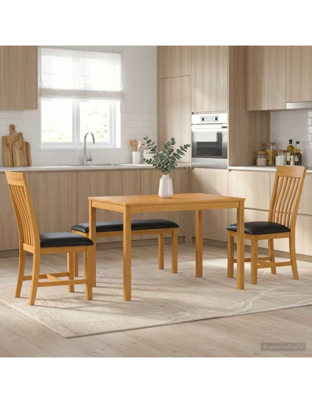 Set da pranzo 4 pz Nero Legno di Quercia Massello