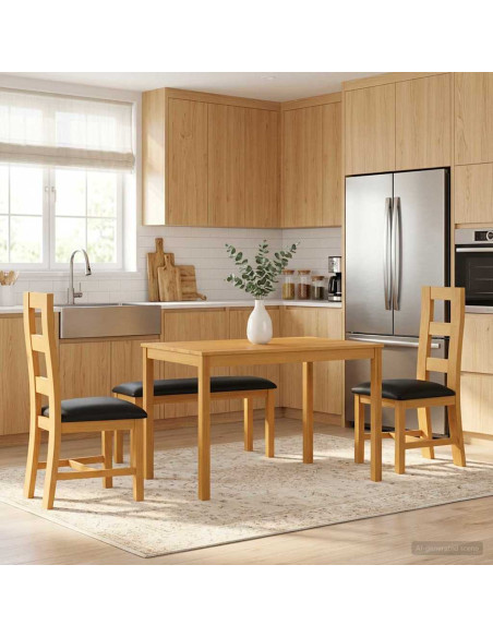 Set da pranzo 4 pz Nero Legno di Quercia Massello