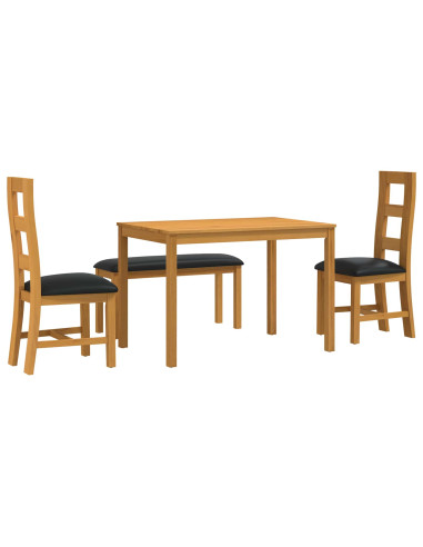 Set da pranzo 4 pz Nero Legno di Quercia Massello