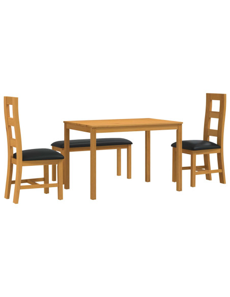 Set da pranzo 4 pz Nero Legno di Quercia Massello