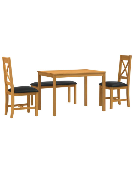 Set da pranzo 4 pz Nero Legno di Quercia Massello