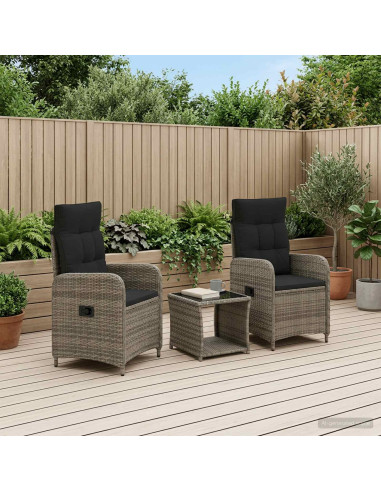 Set Lounge da Giardino 3 pz Grigio e Grigio Scuro