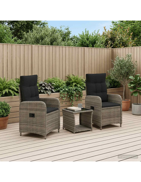 Set Lounge da Giardino 3 pz Grigio e Grigio Scuro